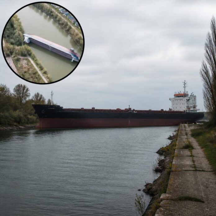 Navă străină blochează transversal Brațul Sulina la Tulcea — amintiri de la incidentul care a paralizat canalul