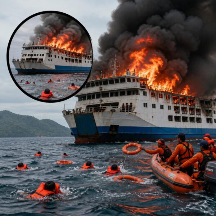 Incendiu pe feribot în Indonezia: cinci decese și zeci de persoane dispărute